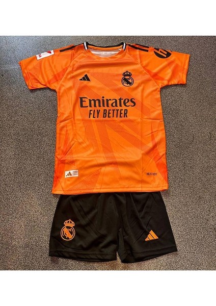 Real Madrid 2024/25 Yeni Sezon Mbappe Turuncu Deplasman Çocuk Forması 4'lü Set fiyatları