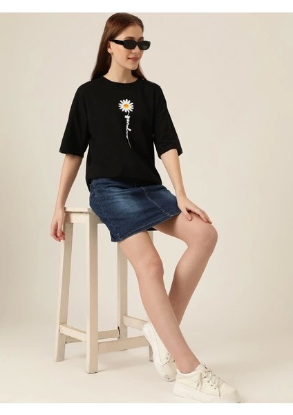 Baskılı T-Shirt - Siyah