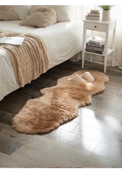 Kuzu Post Peluş Premium Yumuşacık Tüylü Halı Çift Kafa