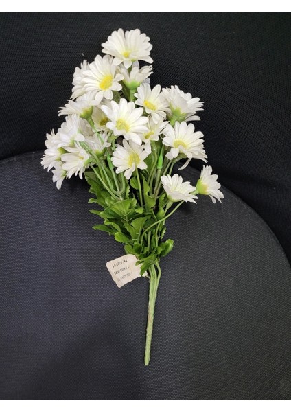 Daisy Bush White Beyaz Yapay Çiçek 30CM Yeşil Yapraklı 1 Adet