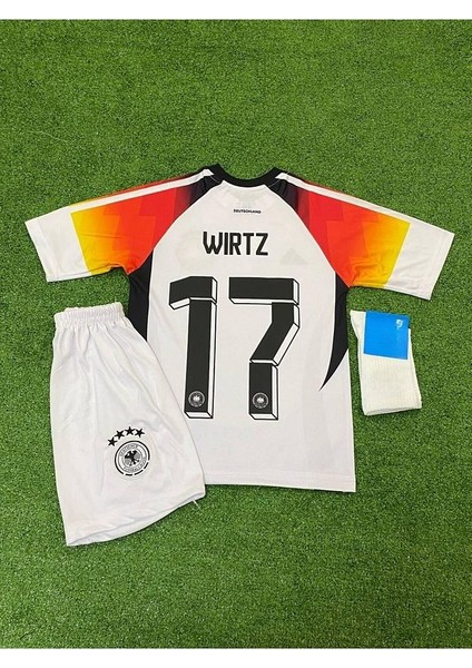 Almanya Euro 2024 Wirtz 17 Iç Saha Beyaz Çocuk Forması Forma Şort Çorap