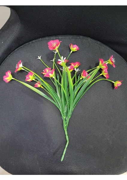 32CM Yapay Çiçek Koyu Pembe Yeşil Beyaz Gerçekçi 1 Adet