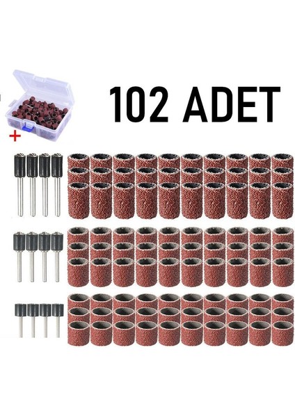 102 Adet Kutulu Freze Ucu Zımparası Tırnak Makinesi Gravür Matkap Uyumlu Törpü Kalıcı Oje Manikür Pedikür Seti