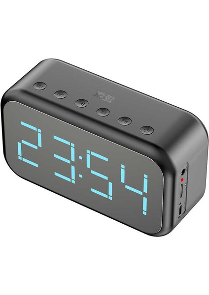 Kablosuz Hoparlör Dijital Saat ve Alarm Özellikli, 6W Ses Çıkışı, Fm Radyo, Usb/tf/aux Girişli Siyah