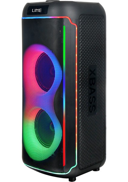 Mikrofonlu Rgb Işıklı Kablosuz Karaoke Hoparlör Çift 6.5 Inç Stereo Bass Dijital LED Parti Sistemi