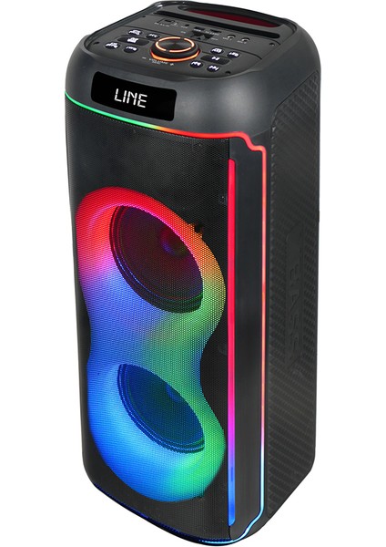 Mikrofonlu Rgb Işıklı Kablosuz Karaoke Hoparlör Çift 6.5 Inç Stereo Bass Dijital LED Parti Sistemi