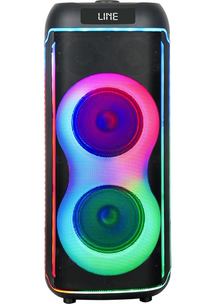 Mikrofonlu Rgb Işıklı Kablosuz Karaoke Hoparlör Çift 6.5 Inç Stereo Bass Dijital LED Parti Sistemi
