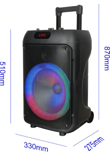 Taşınabilir Dış Mekan Eğlence ve Işık Şöleni 12 Inç Güçlü Bas Hoparlör Karaoke Mikrofonlu Rgb Işıklı