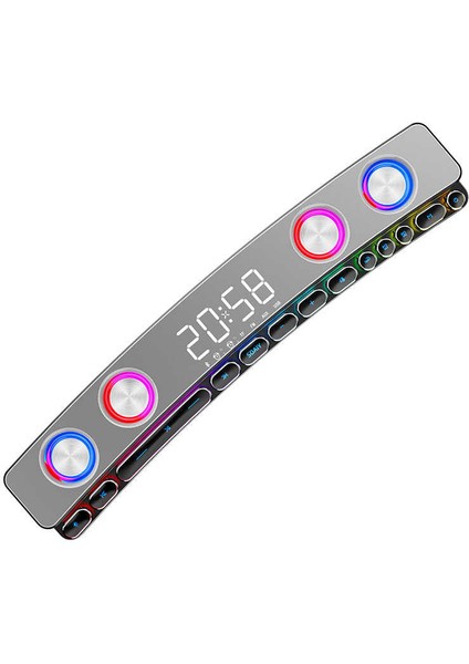 Gaming Kablosuz Bluetooth Speaker Hoparlör Renkli Rgb Işıkları, 12W Güçlü Sesi Dijital Saat ve Alarm