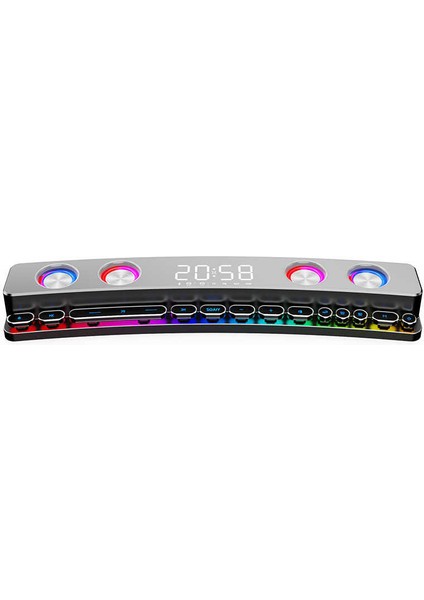 Gaming Kablosuz Bluetooth Speaker Hoparlör Renkli Rgb Işıkları, 12W Güçlü Sesi Dijital Saat ve Alarm
