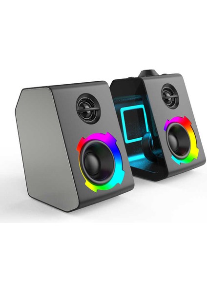 Taşınabilir Rgb Işıklı Kablosuz Bluetooth Speaker Hoparlör Güçlü Ses 11 Farklı Renkli Işık Atmosferi