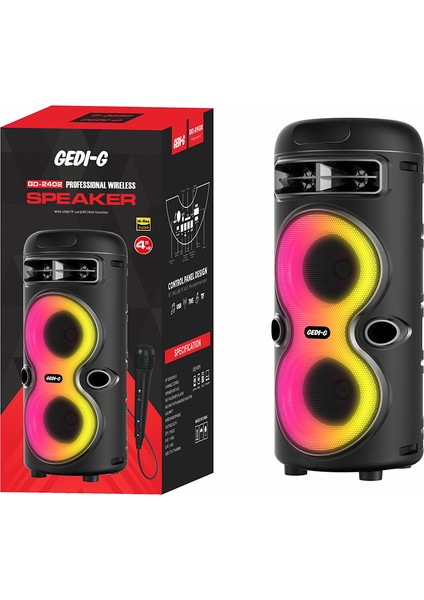 Her Yerde Eğlence Seninle: Çift Güçlü Bass Hoparlör, Fm Radyo, Kablosuz Karaoke Mikrofon, Rgb Işıklı