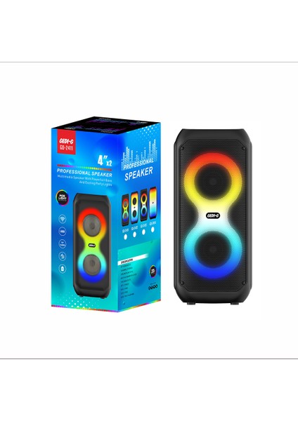 Rgb Işıklı Hoparlör: Çift 4 Inç Derin Bas, Fm Radyo Dahil, Tws Stereo, Taşınabilir Eğlence Merkezi