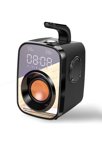 Taşınır Bluetooth Hoparlör Güçlü Hi-Fi Ses, Dijital Saat, Alarm, Fm Radyo (Harici Mikrofon Destekli)