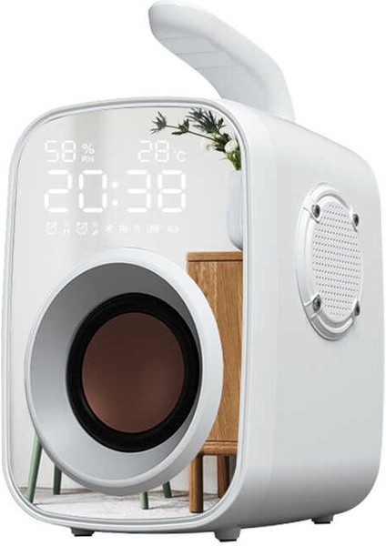 Taşınır Bluetooth Hoparlör Güçlü Hi-Fi Ses, Dijital Saat, Alarm, Fm Radyo (Harici Mikrofon Destekli)