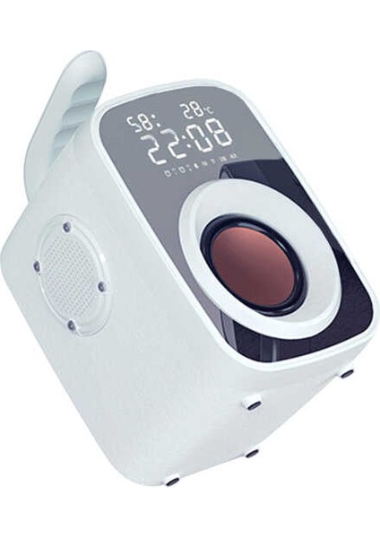 Taşınır Bluetooth Hoparlör Güçlü Hi-Fi Ses, Dijital Saat, Alarm, Fm Radyo (Harici Mikrofon Destekli)