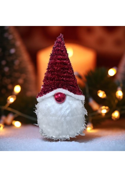 Vıp Yüksek Kalite Yılbaşı Noel Şans Cücesi Dekoru Parlak Metalik Yılbaşı Vitrin Dekorları 41X18 cm