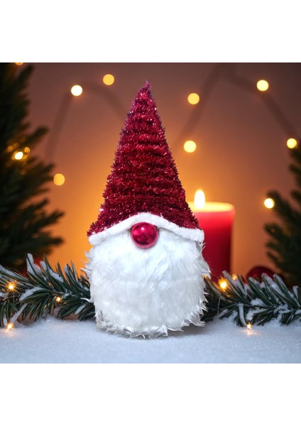 Vıp Yüksek Kalite Yılbaşı Noel Şans Cücesi Dekoru Parlak Metalik Yılbaşı Vitrin Dekorları 41X18 cm