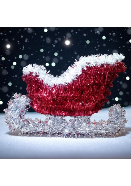 Yüksek Kalite Yılbaşı Dekoru Noel Baba Kızağı Dekoru Metalik Yılbaşı Vitrin Dekorları 25X36 cm