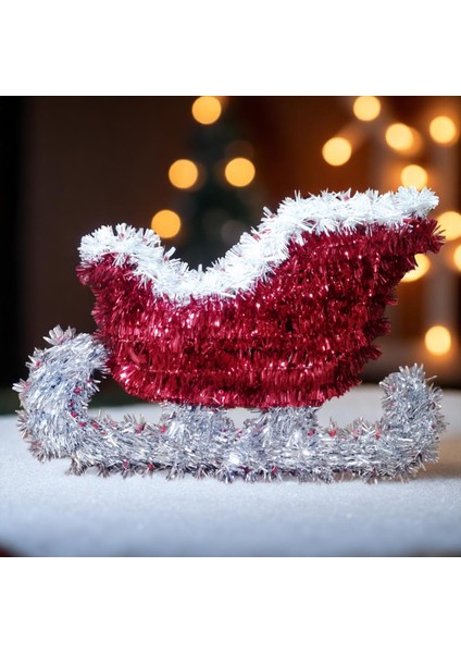 Yüksek Kalite Yılbaşı Dekoru Noel Baba Kızağı Dekoru Metalik Yılbaşı Vitrin Dekorları 25X36 cm