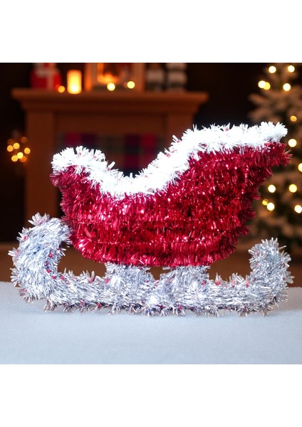Yüksek Kalite Yılbaşı Dekoru Noel Baba Kızağı Dekoru Metalik Yılbaşı Vitrin Dekorları 25X36 cm