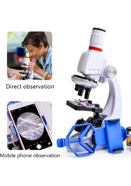 Mobil Telefon Tutuculu Teleskop Alana + Işıklı Aksesuarlı Mobil 1200X Mikroskop Seti ve 12 Li Örnek Seti Hediye(Uzay Gezegen Ay Yıldız Doğa Gözlem Teleskobu 150X)+ 2 Telefon Tutucu Dahildir