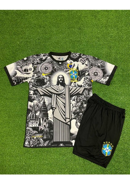 Brezilya Neymar Jr Özel Konsept Çocuk Forması (Gri)