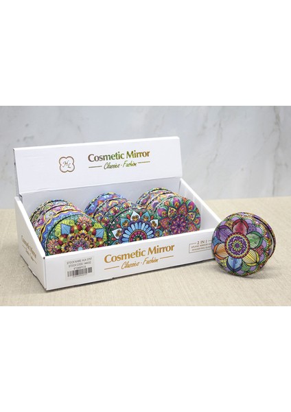 Taşlı Yuvarlak El Aynası Kalın