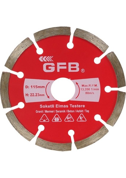 2388 Beton-Mermer-Granit Kesici 115 Mm Soketli Elmas Testere - 2 Adet