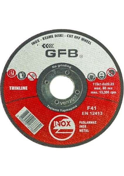 2351 İnox 180x1,6x22,23 Mm Kesici Taş - 50 Adet