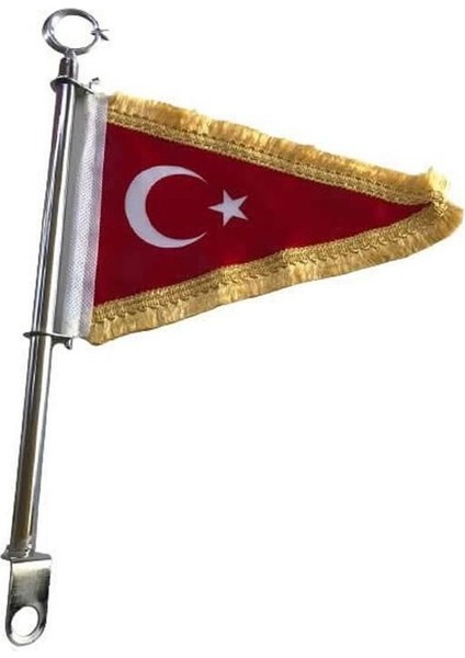 Motosiklet Üçgen Bayrak Gold Direkli (Makam Bayrağı)
