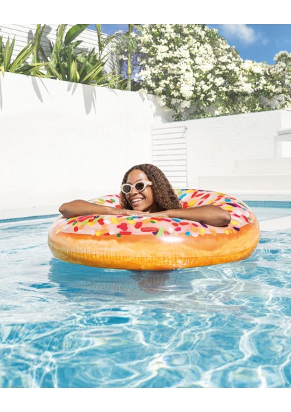114 cm Gerçekçi Donut Tasarımlı Şişme Deniz Simidi – 14+ Yaş Şişme Deniz Yatağı