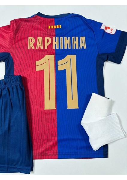 2024/25 Barcelona Iç Saha #11 Raphinha Çocuk Futbol Forması 4lü Set fiyatları