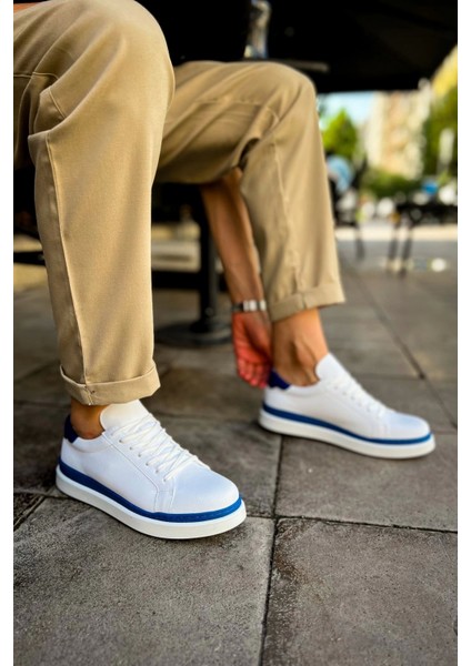 CH979 Santoni Gbt Spor Erkek Ayakkabı Beyaz/mavı