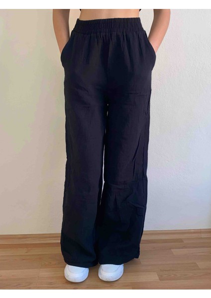Beli Lastikli Müslin Palazzo Kadın Pantolon