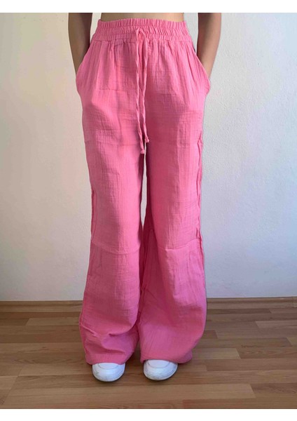 Beli Lastikli Müslin Palazzo Kadın Pantolon