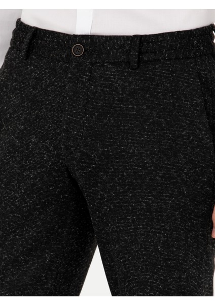 Erkek Siyah Slim Fit Yün Karışımlı Kumaş Pantolon 50273665-VR046