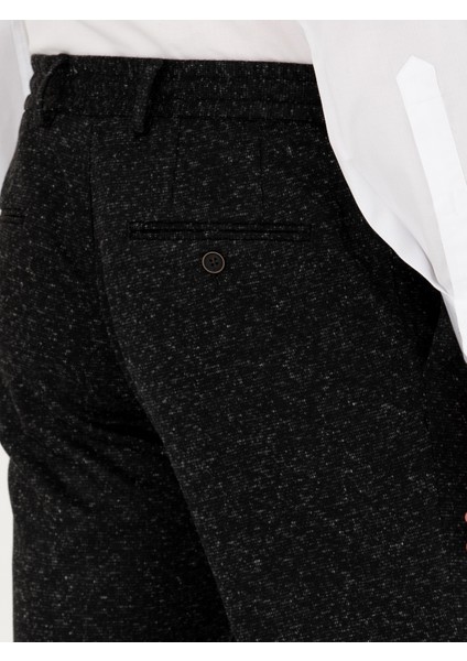 Erkek Siyah Slim Fit Yün Karışımlı Kumaş Pantolon 50273665-VR046