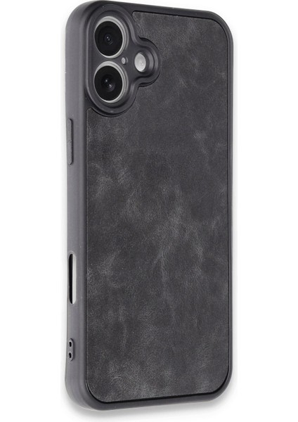 Apple iPhone 16 Plus Kılıf Aras Deri Kapak - Siyah