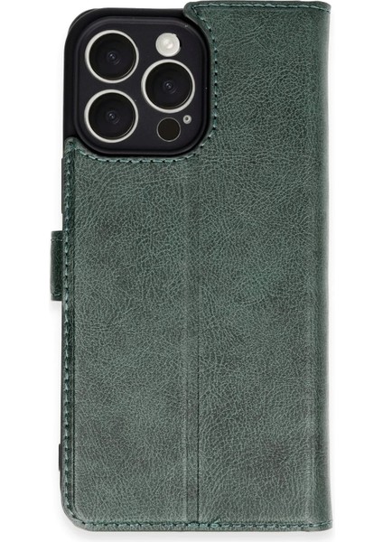 Apple iPhone 16 Pro Max Kılıf Trend S Plus Kapaklı Kılıf - Yeşil