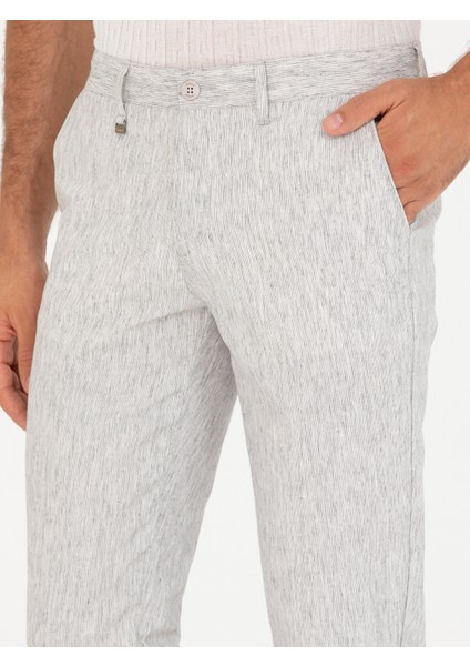 Erkek Taş Slim Fit Keten Karışımlı Kanvas Pantolon 50266850-VR049