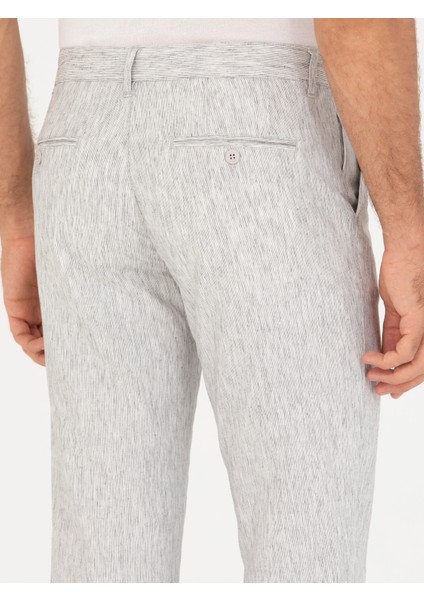 Erkek Taş Slim Fit Keten Karışımlı Kanvas Pantolon 50266850-VR049