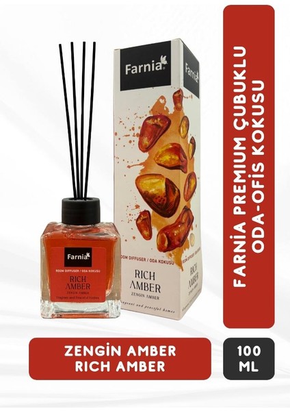 Premium Çubuklu Oda ve Ofis Kokusu 100 ml Zengin Amber Rich Amber