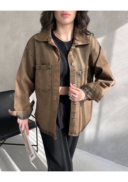 Çift Cepli Oversize Denim Gömlek Ceket fırsatları
