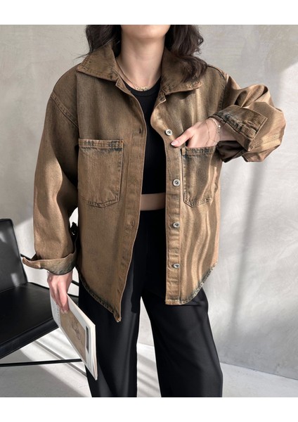 Çift Cepli Oversize Denim Gömlek Ceket indirimleri