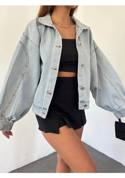 Balon Kol Oversize Denim Ceket