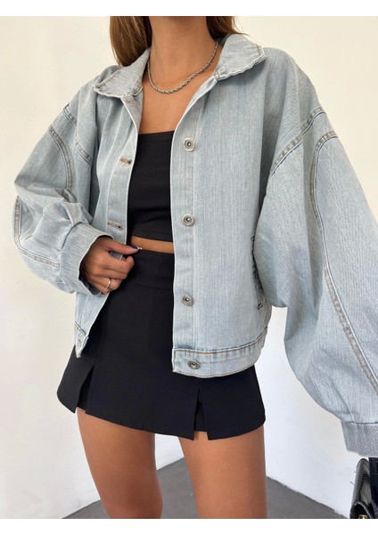 Balon Kol Oversize Denim Ceket
