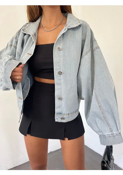 Balon Kol Oversize Denim Ceket