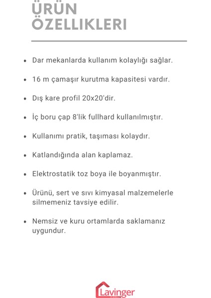 Iron Kalın Borulu Zırhlı Ekstra Sağlam Çamaşır Kurutmalığı Plus