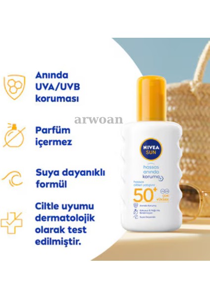 Nivea Sun Spf 50+ Hassas Anında Koruma Güneş Kremi 200 ml Sprey